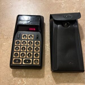 Sears Black and Gold Calculator with Case 728-58821